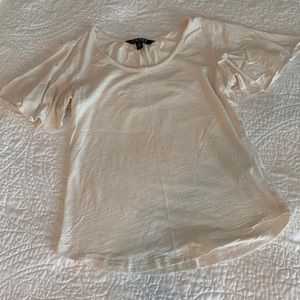Cream Lauren Ralph Lauren Top with flutter sleeve